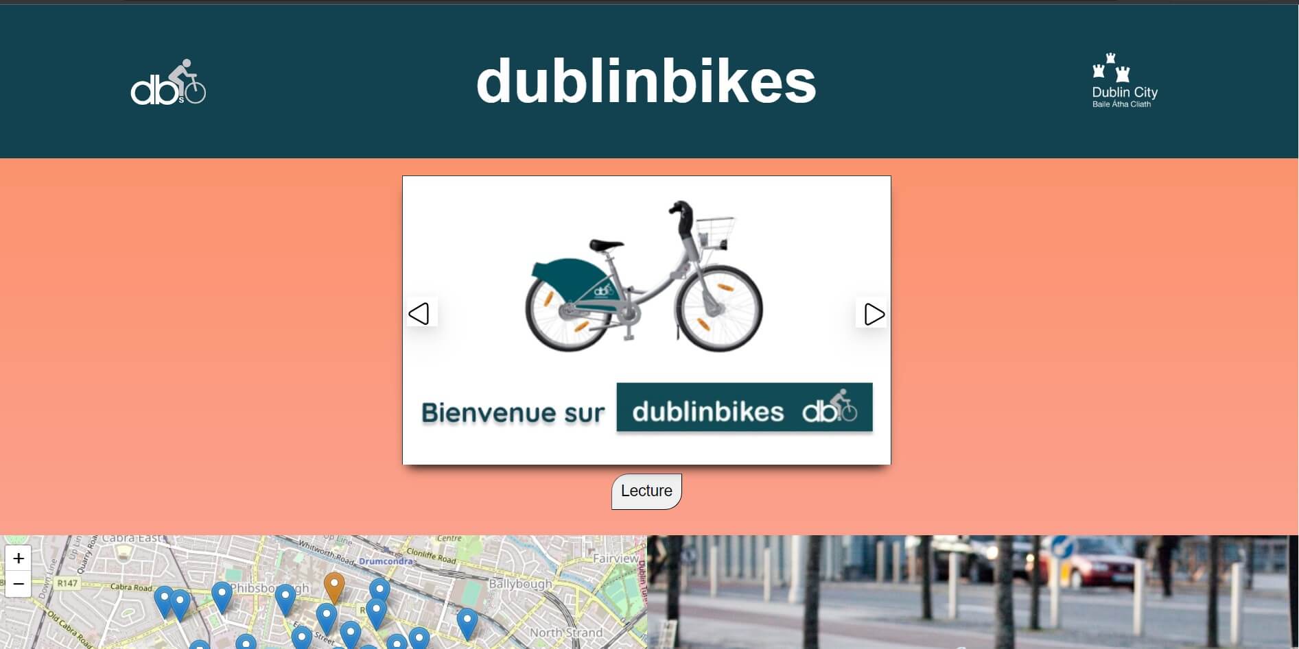 Page d'accueil du projet Dublin Bikes