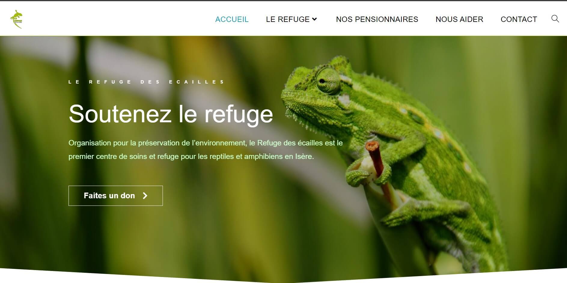 Page d'accueil du site "Le refuge des écailles"